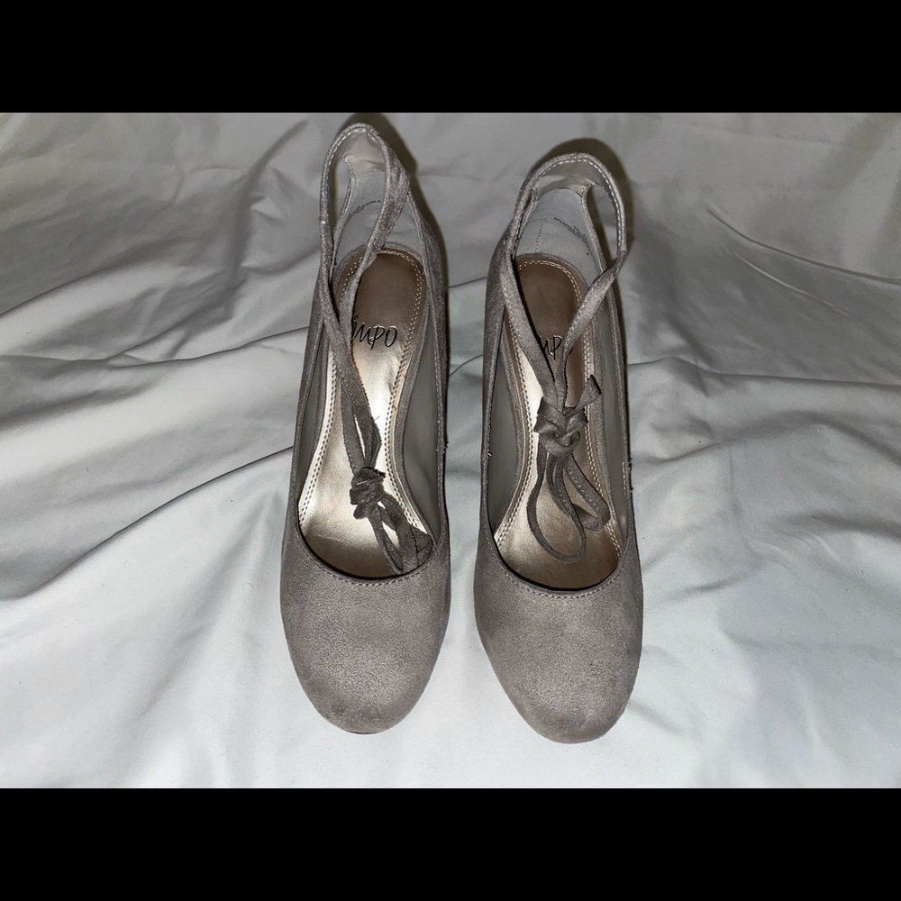 Grey Heels with a Ankle Tie